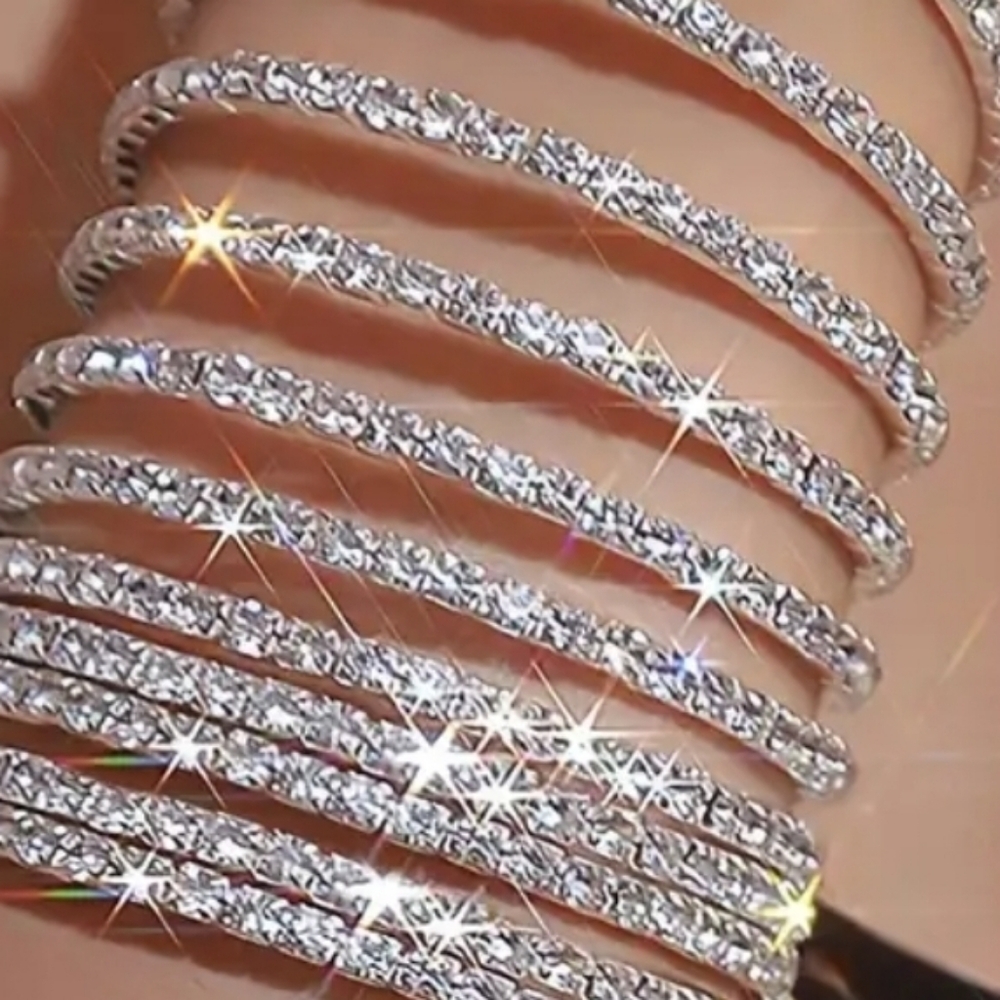 COPY - Simple Designs Silver Rhinestone Fashion Jewelry Tennis Bracalet - Picture 2 of 2